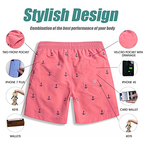 MaaMgic Ropa de Baño para Hombres Bañador para Vacaciones Short de Playa Natación Secado Rápido Piscina Ancla,Rosa Ancla,M