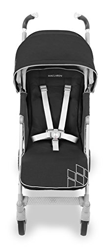 Maclaren Techno XT silla de paseo tipo paraguas ligero, Para niños de recién nacidos hasta 25 kg, capota extensible con factor UPF 50+ y asiento reclinable, Accesorios incluidos, Negro/plateado