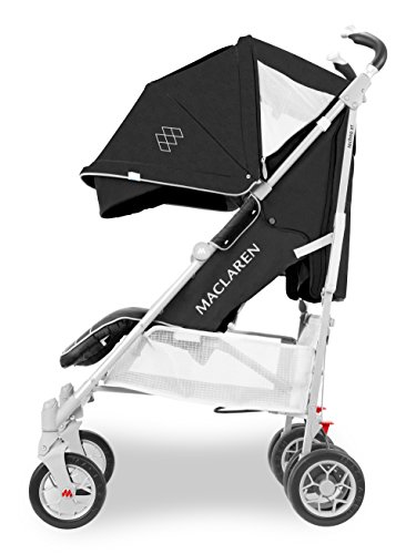 Maclaren Techno XT silla de paseo tipo paraguas ligero, Para niños de recién nacidos hasta 25 kg, capota extensible con factor UPF 50+ y asiento reclinable, Accesorios incluidos, Negro/plateado