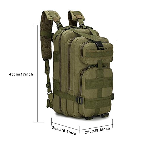 Macutos de senderismo,Mochila de trekking, Mochila militar 25L MOLLE Paquete de asalto Mochila de combate táctico para excursionismo al aire libre Senderismo Senderismo Pesca Caza (Ejercito verde)