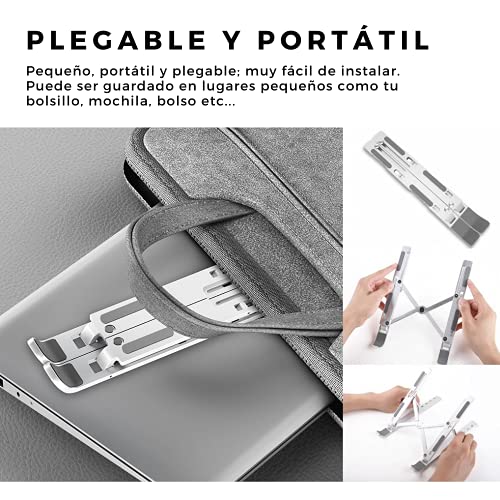 MAGIC SELECT. Soporte Elevador Plegable para Tablet, Móvil, Libro, eBook y Portátiles hasta 11". Resistente, Multiángulo, Ajustable, Antideslizante con Almohadillas de Silicona. (ABS Negro)