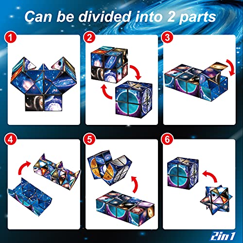 Magic Star cubo , Cubo mágica 2 en 1, Cubo infinito, Transformación Cubos， Juguetes ciencia popular Rompecabezas Mágicos Para Niños y Adultos