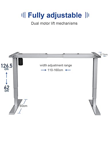 MAIDeSITe Escritorio de Altura Regulable, eléctrico, Estructura de Mesa Regulable, 3 Plataformas, se Adapta a Todo Tipo de mesas, Patas, protección contra colisiones, función de Memoria