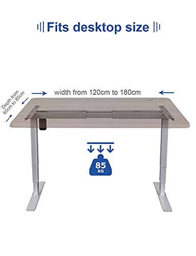 MAIDeSITe Escritorio de Altura Regulable, eléctrico, Estructura de Mesa Regulable, 3 Plataformas, se Adapta a Todo Tipo de mesas, Patas, protección contra colisiones, función de Memoria