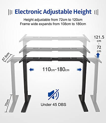 MAIDeSITe Mesa Ajustable Altura eléctrica Escritorio Regulable en Altura Motor Dual Escritorio de pie 4 Controlador de Memoria Digital Marco de Escritorio de pie con (Negro)