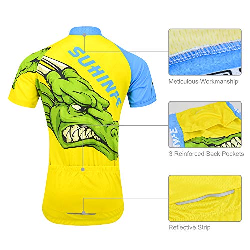 Maillot Ciclismo Niño, Dibujos Animados Secado rápido Conjunto Ciclismo con culotes para MB, Traje Ciclismo Mujer Verano (3XS, Cocodrilo)