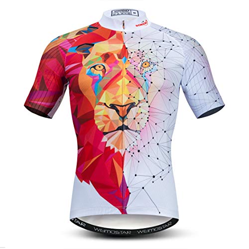 Maillot de Ciclismo para Hombre, Camisetas de MTB para Bicicleta, Camisetas para Carretera de montaña, Ropa para Ciclismo, Maillot de Manga Corta para Hombre, Blanco, Rojo, XL