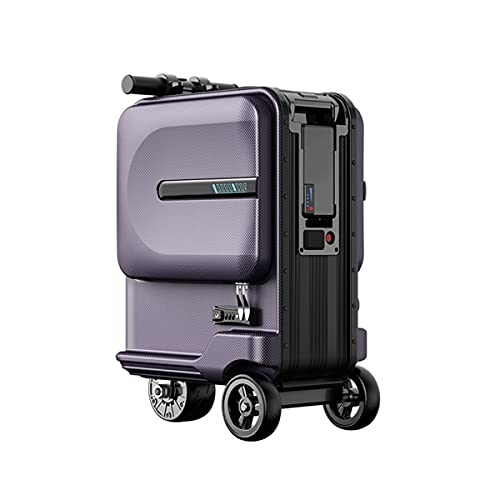 Maleta eléctrica Scooter para hombres y mujeres 26L 7.5kg Maleta manejable para viajes aéreos, batería de litio extraíble de 73.26 W/h, varilla de aleación de aluminio, puerto de carga USB,Purple