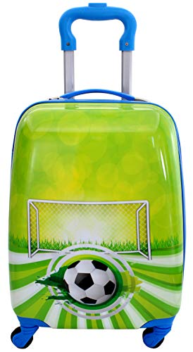 Maleta Infantil de Cabina Trolley Infantil Fantasia Estampados Equipaje de Mano 4 Ruedas giratorias 360 Grados (Balon de Futbol)