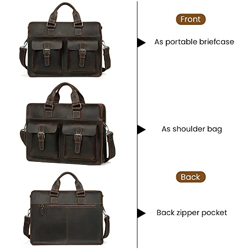 Maletines para hombres, bolsos de cuero retro para hombres, elegantes bolsos para portátiles de 15,6 pulgadas, bolsos multifuncionales para hombres, bolsos