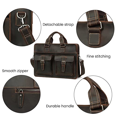 Maletines para hombres, bolsos de cuero retro para hombres, elegantes bolsos para portátiles de 15,6 pulgadas, bolsos multifuncionales para hombres, bolsos