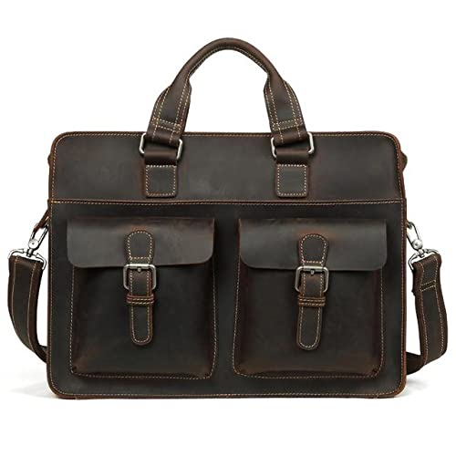 Maletines para hombres, bolsos de cuero retro para hombres, elegantes bolsos para portátiles de 15,6 pulgadas, bolsos multifuncionales para hombres, bolsos