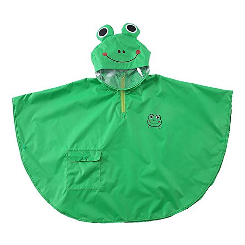 mama stadt Poncho Lluvia Bebe Capa Impermeable Niño Niña Poncho Chubasquero Infantil Unisex Chaqueta Agua Lluvia Ropa Impermeable con Capucha Animal, Rana Verde/ M(2-4 años)