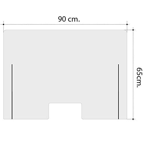 Mampara de Protección para mostradores, Policarbonato/Metacrilato Compacto 3-4 mm, Varias medidas (90cm x 65cm)