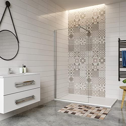 Mampara ducha Panel Pantalla Fija cristal 8mm templado para baño (80x200cm)