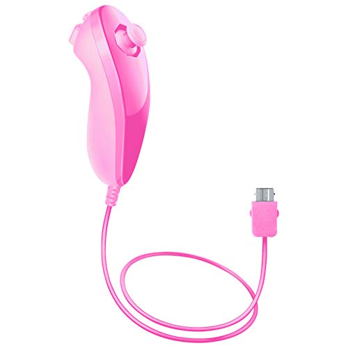 Mando Remote + Motion Plus + Nunchuck + Funda + Correa para Nintendo Wii - Wii U - Wii Mini, Color Rosa