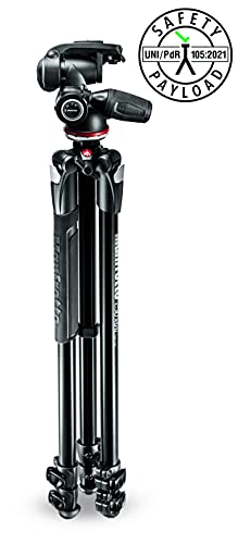 Manfrotto 290 Xtra - Kit trípode de 3 secciones y rótula 3 Way (aluminio), Negro