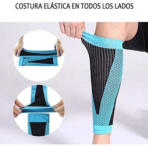 Mangas de compresión para la pantorrilla, dolor de gemelos, calambres en pierna, mala circulación, mejora el desempeño del ejercicio físico. Medias de compresión running, deporte, varices (Negro, L)