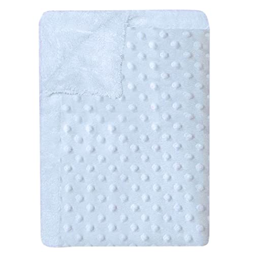 Manta Burbujas con Borreguillo para bebés, 0.80 x 1.10 m Manta para recién Nacidos Mantitas para Bebes Suave y Confortable Cálida niña y niño Mantas para Todas Las Estaciones (Azul)