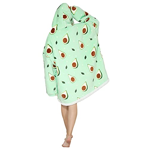 Manta de gran tamaño con capucha – Manta de forro polar sherpa para mujeres adultas y hombres, sudadera con capucha gigante mullida y cómoda, avocado,