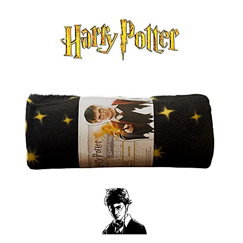 Manta Polar Harry Potter, Nuevo diseño con los Personajes Harry Potter Funko / Magnifica Manta para el Sofa, tamaño 100X140cm, Producto Oficial