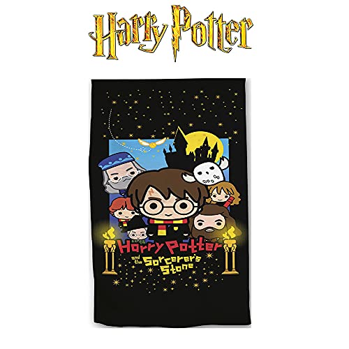 Manta Polar Harry Potter, Nuevo diseño con los Personajes Harry Potter Funko / Magnifica Manta para el Sofa, tamaño 100X140cm, Producto Oficial