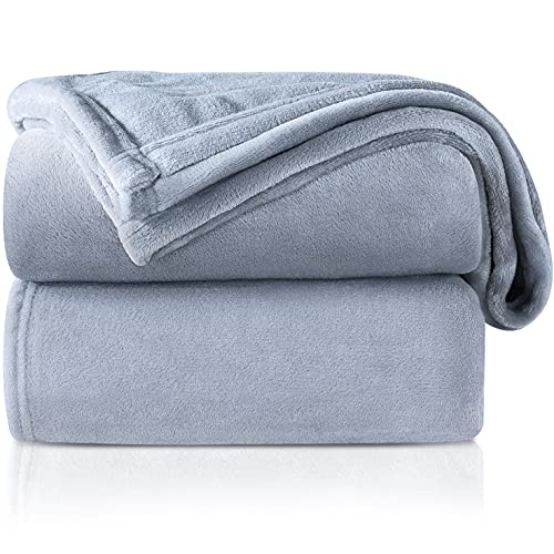 Mantas para Sofa Gris Claro 150 × 200 cm, RATEL Mantas para Cama de Franela Reversible, Mantas Ligeras de 100% Microfibra - Fácil De Limpiar - Extra Suave Cálido