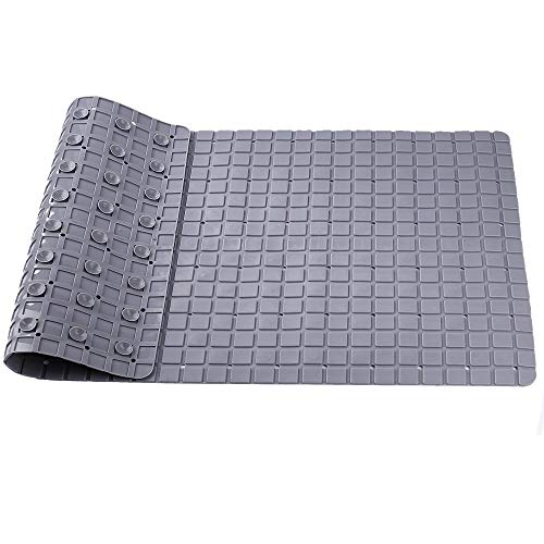 MaoXinTek Alfombra de Bañera Antideslizante Alfombrilla de Baño, Alfombrillas para Ducha de Goma con Ventosas para Cocina Niños Ancianos, Resistentes al Moho, Larga 70 x 40cm, Gris