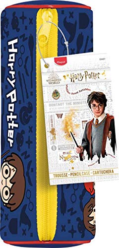 Maped – Estuche escolar de Harry Potter KIDS – Tacto suave – Estuche escolar formato tubo – Tejido de neopreno antidesgarros – Cremallera de metal sólido – Licencia oficial Harry Potter 934801 azul