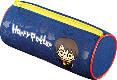 Maped – Estuche escolar de Harry Potter KIDS – Tacto suave – Estuche escolar formato tubo – Tejido de neopreno antidesgarros – Cremallera de metal sólido – Licencia oficial Harry Potter 934801 azul