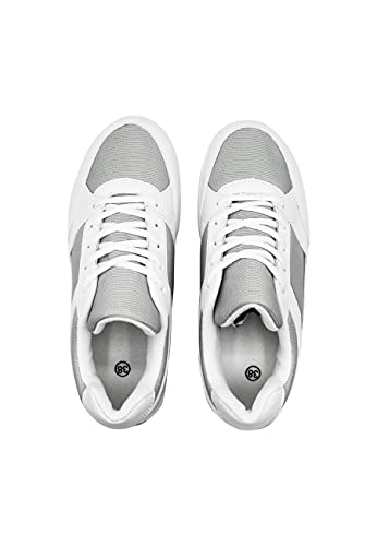 Mapleaf Hombre Mujer Adelgazar Balancin Zapatillas para Ortopedicas Plataforma Tenis Baloncesto Trabajo Running Atletico Deportivas Fitness Respirable Ligero Gimnasio Casual Gris Blanco Talla 40