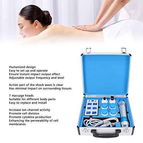 Máquina de Terapia de Ondas de Choque ED, Masajeador Corporal Extracorpóreo de Ondas de Choque para Aliviar el Dolor Muscular con 7 Cabezales de Masaje, Tratamiento de Ondas de Choque Euipment(#4)