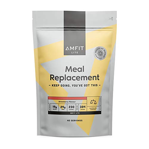 Marca Amazon - Amfit Nutrition Sustitutivo de una Comida para el Control del Peso Sabor a Fresa, 2.4kg (anteriormente PBN)