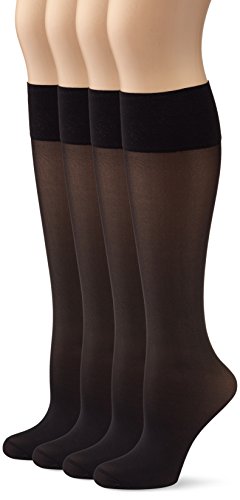 Marca Amazon - Hikaro - Minimedias finas para mujer con función protectora, acabado mate, pack de 4 pares, 40 D, negro (negro 610), talla 35-38 (antes marca Myway)