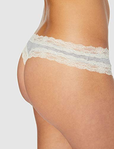 Marca Amazon - Iris & Lilly Calzoncillo Tanga de Algodón Mujer, Pack de 7, Multicolor (negro/melange/rosa suave), XS, Label: XS