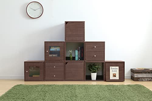 Marca Amazon - Movian Cubo de almacenamiento modular de madera MDF, Marrone, Abierto