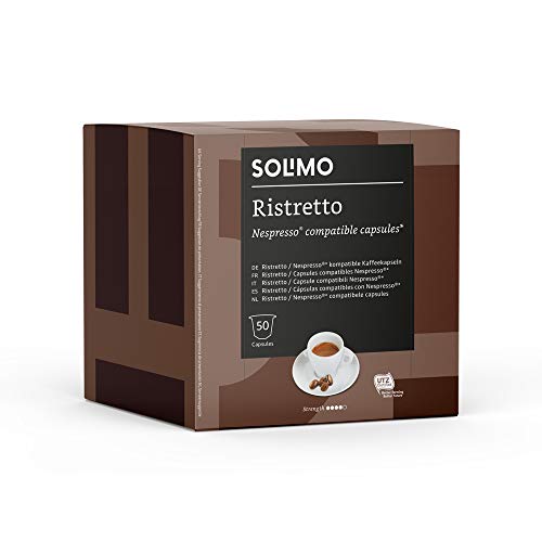 Marca Amazon - Solimo Nespresso Compatible Ristretto Cápsulas- Certificada UTZ - 100 Cápsulas (2 Paquetes x 50)