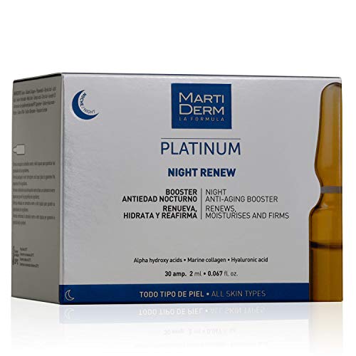 Martiderm Platinum Night Renew, Booster Antiedad Nocturno, 30 ampollas x 2 ml