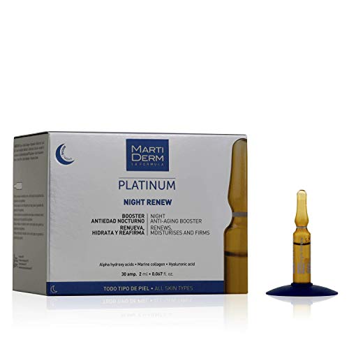 Martiderm Platinum Night Renew, Booster Antiedad Nocturno, 30 ampollas x 2 ml