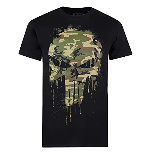 Marvel Punisher Skull Camo Camiseta, Negro, XL para Hombre