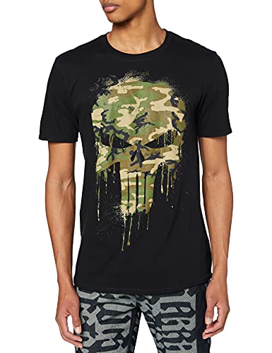 Marvel Punisher Skull Camo Camiseta, Negro, XL para Hombre