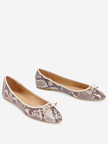 Marypaz, Bailarina básica con Estampado Animal Print Serpiente para Mujer Beige 36 EU