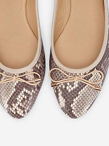 Marypaz, Bailarina básica con Estampado Animal Print Serpiente para Mujer Beige 36 EU