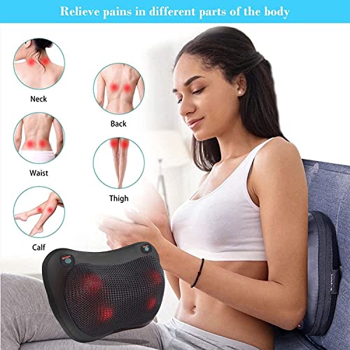 Masaje Cervical Cojín Masajeador Eléctrica Espalda y Cuello con Calor, para Relajar y Aliviar Dolores Musculares, con Rotación 3D Masaje, en Casa Oficina y Coche Auto