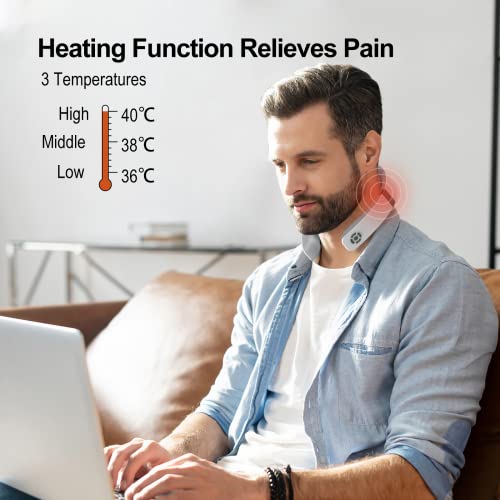 Masajeador de Cuello Cervical Calor Electromagnético - ALKAI APP Control Pulso Eléctrico que Proporciona Alivio del Dolor, 6 Modos para Regalos