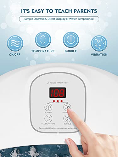 Masajeador de pies con baño de burbujas y calefacción vibratoria, baño eléctrico para pies, calefacción de temperatura del agua, 14 rodillos de masaje extraíbles.