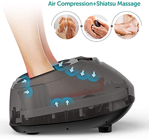 Masajeador de Pies Masaje Pies Electrico Foot Massager con Control Remoto Amasamiento Rodillos, Intensidad Regulable, Compresión de Aire y Calor Infrarrojo para Aliviar Fatiga, Casa Oficina Uso