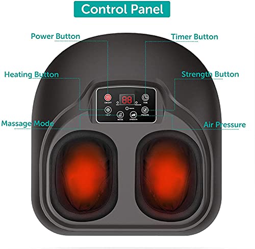 Masajeador de Pies Masaje Pies Electrico Foot Massager con Control Remoto Amasamiento Rodillos, Intensidad Regulable, Compresión de Aire y Calor Infrarrojo para Aliviar Fatiga, Casa Oficina Uso