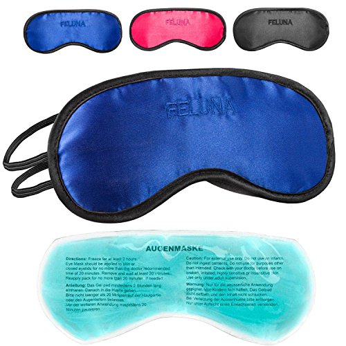 Máscara para dormir con almohada para enfriar los ojos Gafas para dormir con banda de goma ajustable y sensación de seda La almohada para enfriar ayuda con las migrañas (Azul)