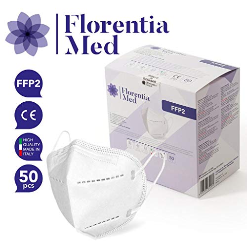 Máscaras FFP2 MADE IN ITALY con certificación CE Categoría EPI: III, de conformidad con EN 149: 2001 + A1: 2009. Caja de color Blanco FFP2 de 50 piezas Empaquetada y sellada individualmente